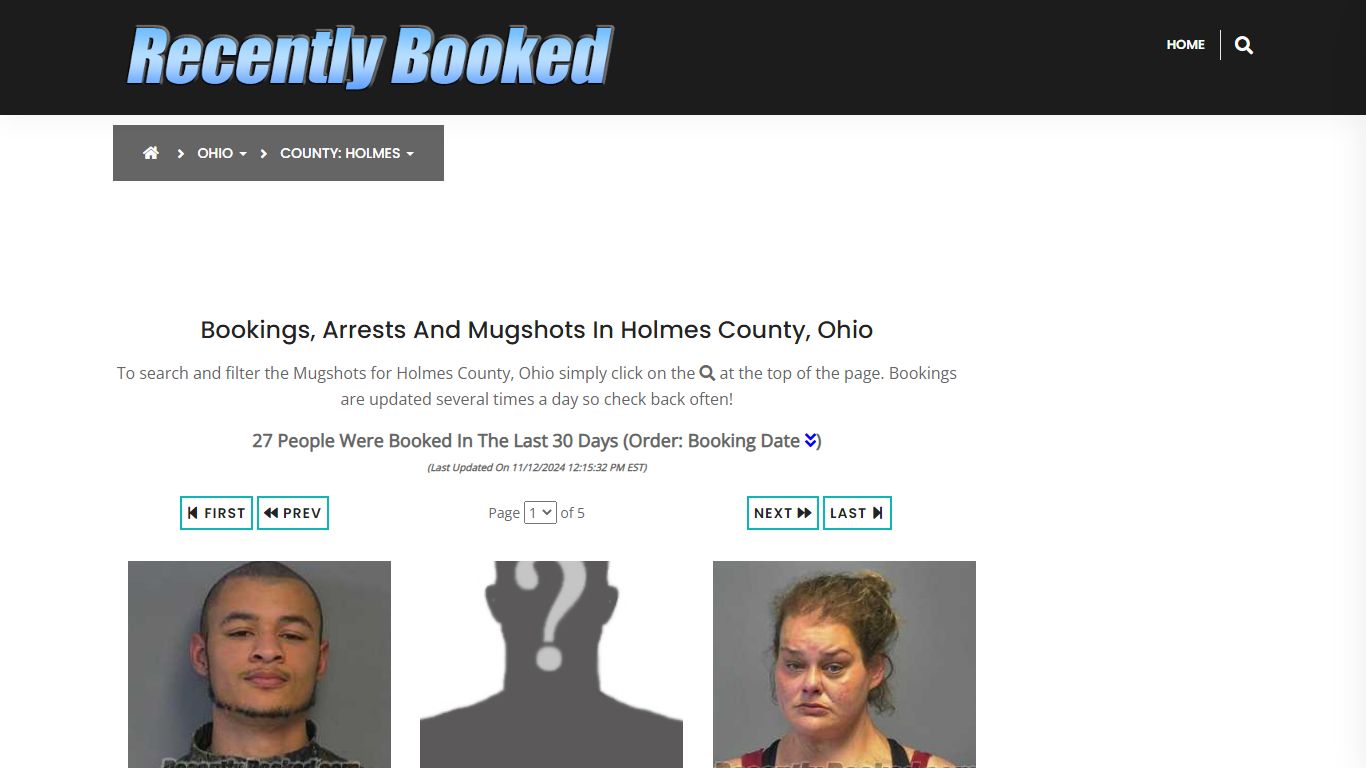 Bookings, Arrests and Mugshots in Holmes County, Ohio - Recently Booked