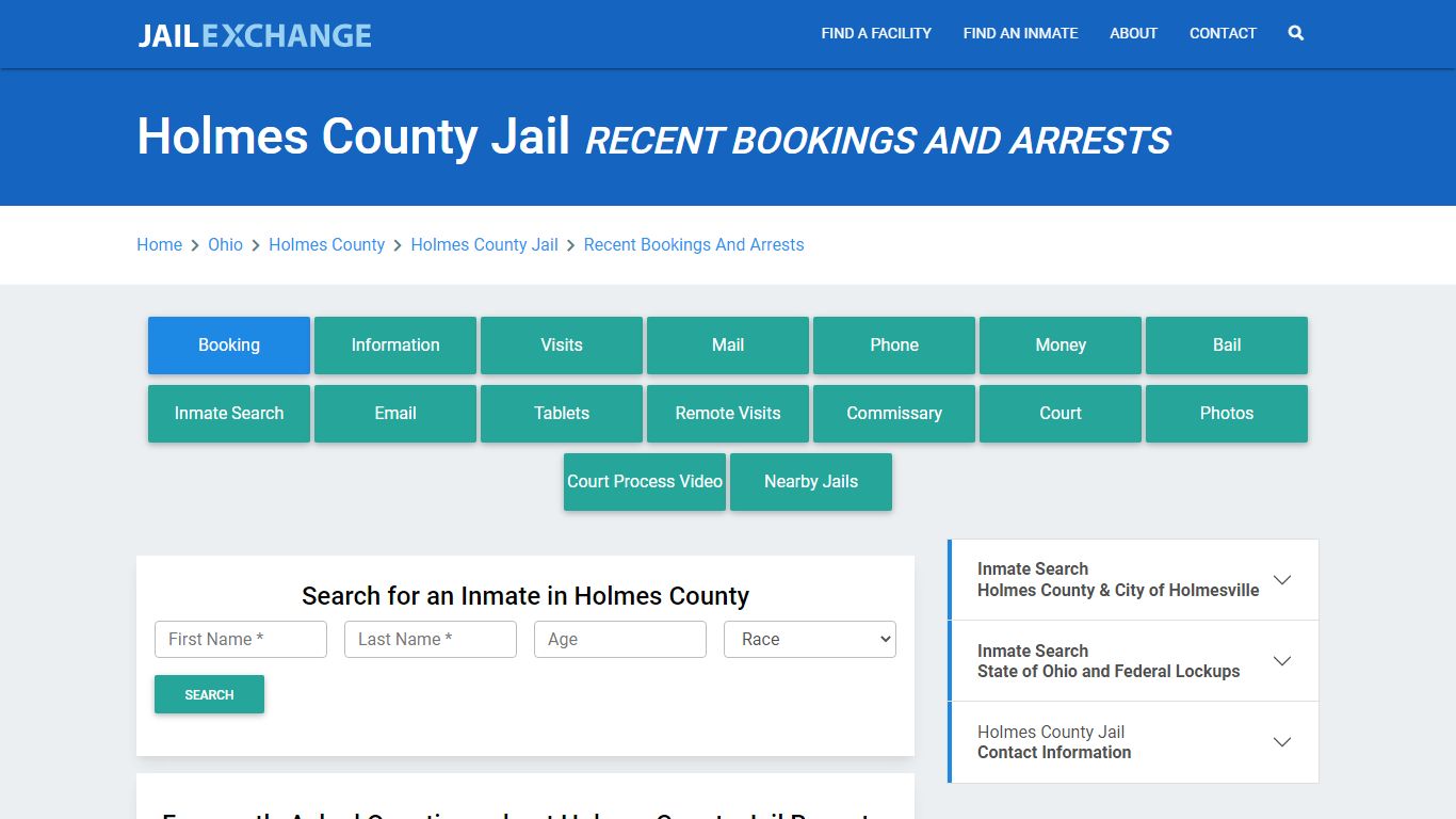 Holmes County Jail Recent Bookings And Arrests - Jail Exchange