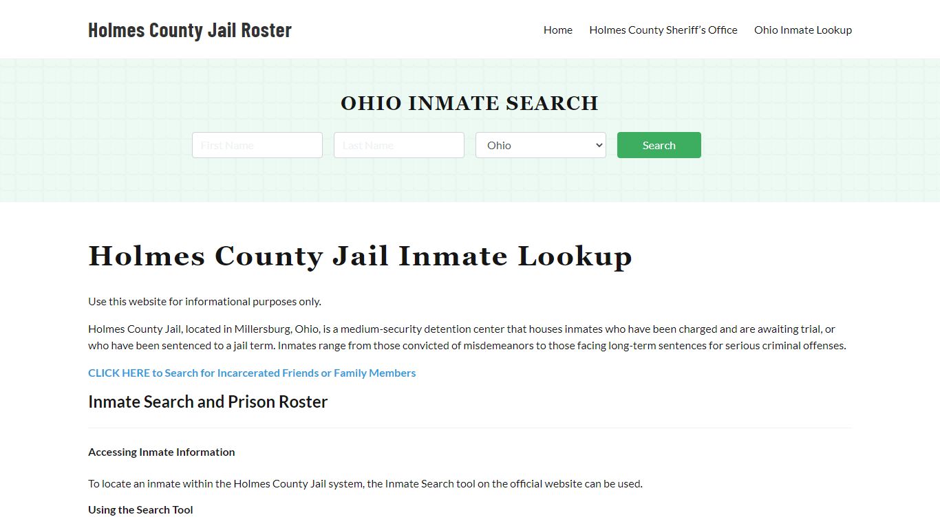 Holmes County Jail Roster Lookup, OH, Inmate Search