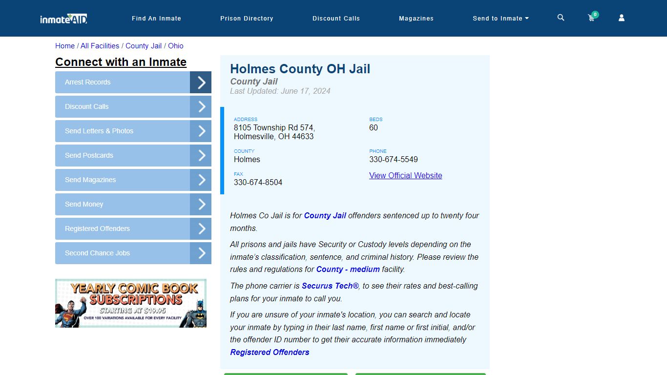 Holmes County OH Jail - Inmate Locator